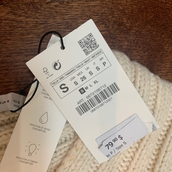 ZARA Cream Knit Poncho NWTS - Picture 2 of 2